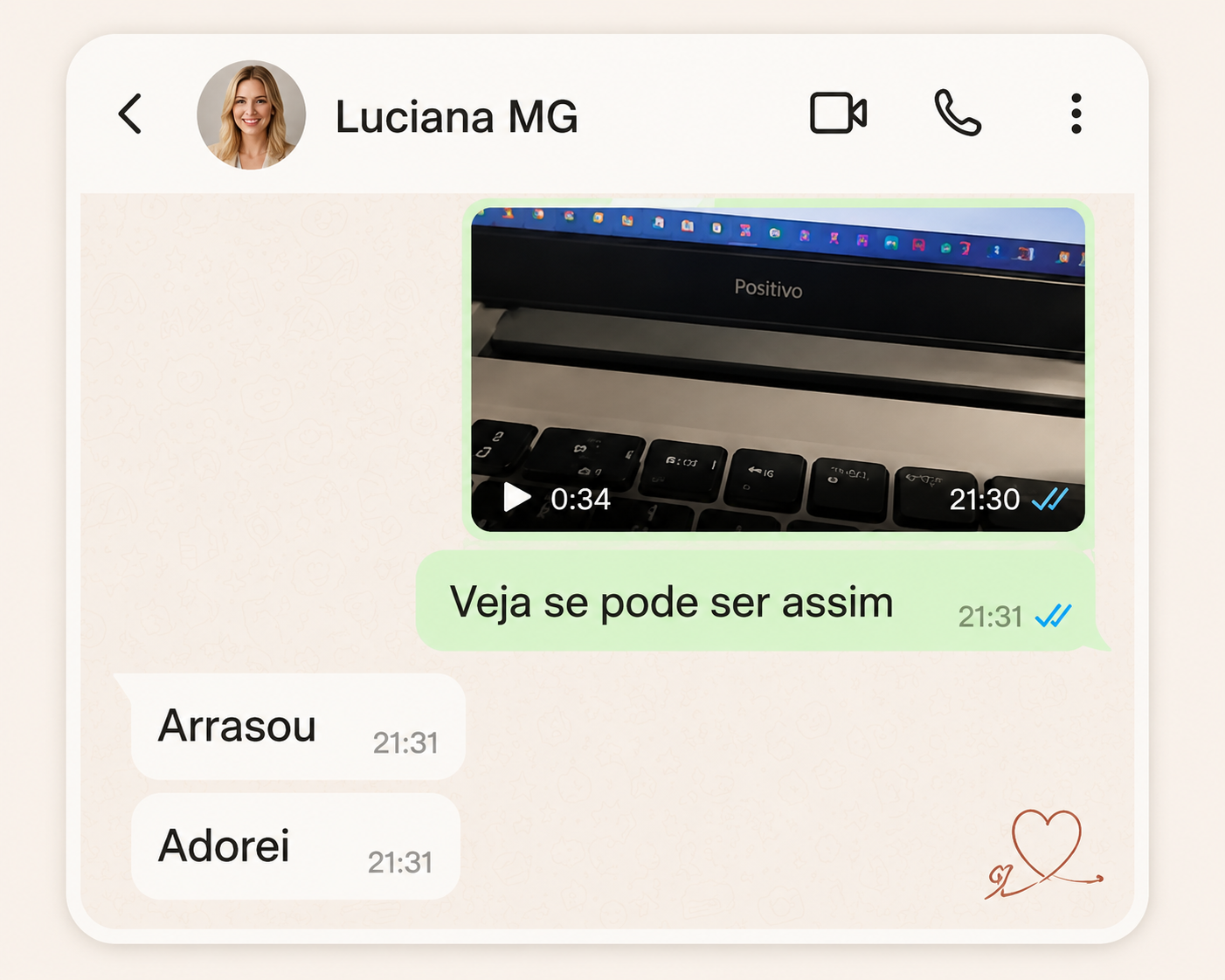 Depoimento de Luciana MG no WhatsApp